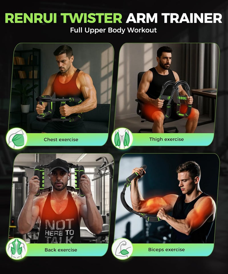 RENRUI Twister Arm Trainer, Adjustable 5 Resistance Levels (40-130 lbs) Chest & Arm Workout Equipment for Men & Women, Ergonomic Home Gym Strength Trainer with Anti-Slip Handles & Carry Bag - Image 5